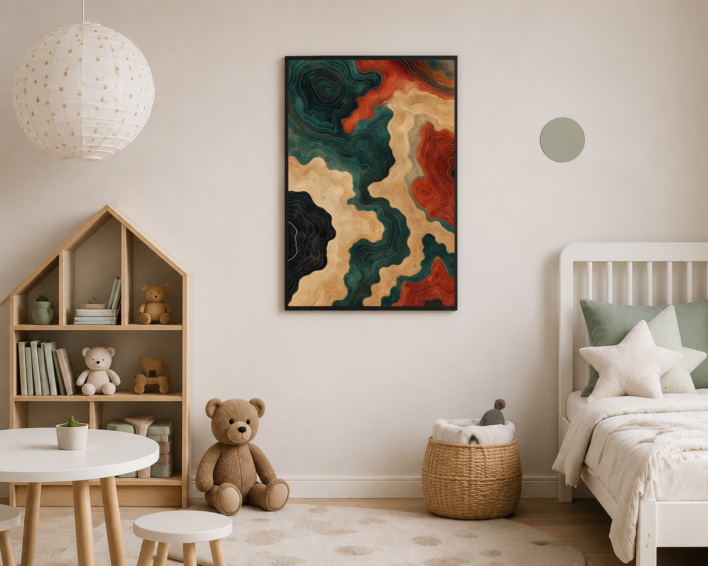 Topografik Kontur Çizgileri Soyut Posteri