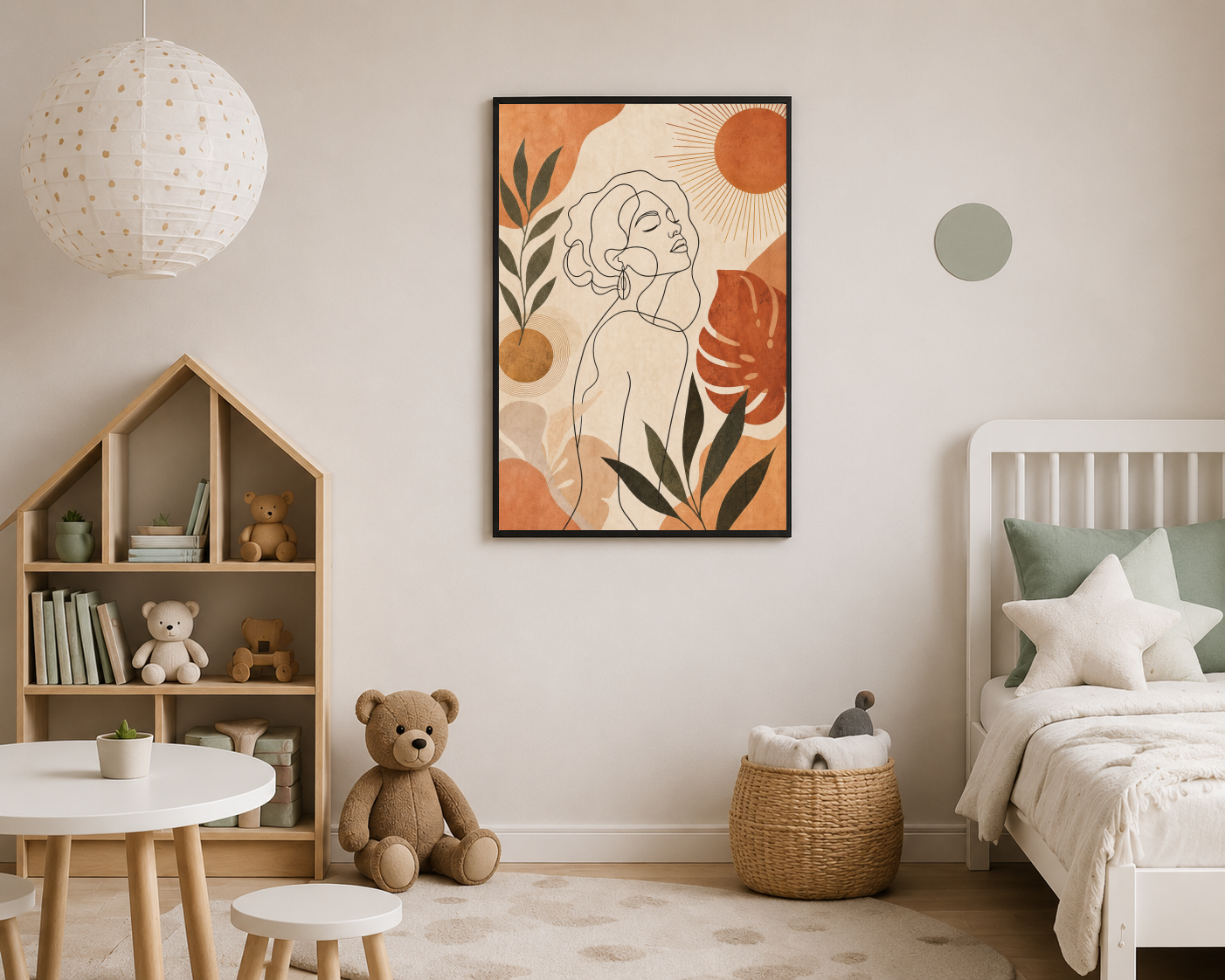 Güneşe Bakan Çizgisel Kadın Posteri