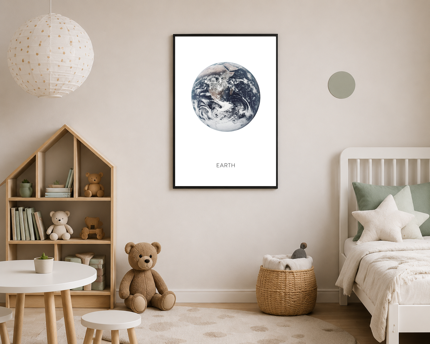 Mavi Beyaz Dünya Fotoğrafı Minimal Posteri