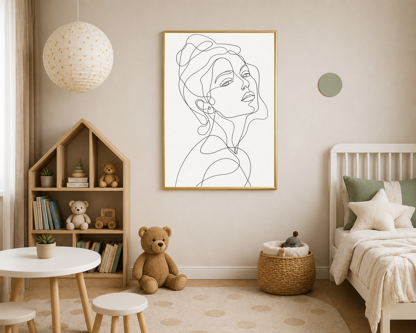 Minimal Kadın Yüzü Line Art Poster