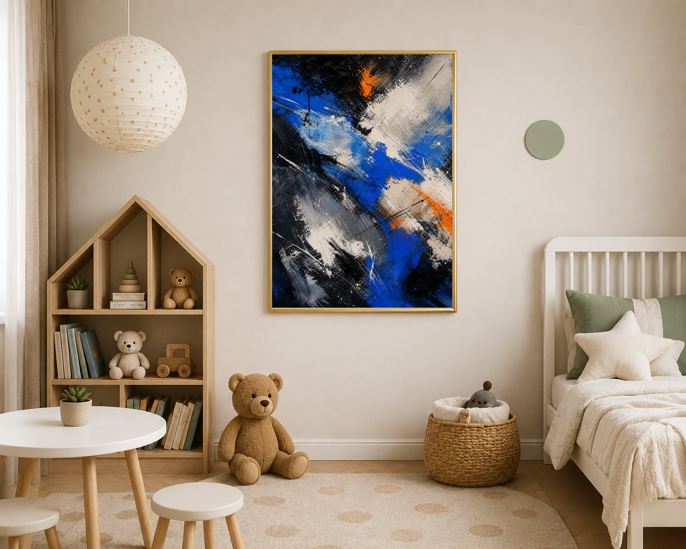 Mavi Türüncu Soyut Fırça İzleri Posteri