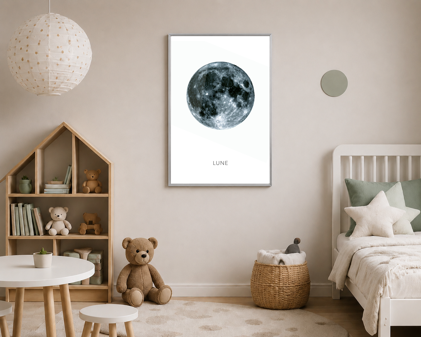 Gri Dolunay Yüzeyi Fotoğraf Posteri