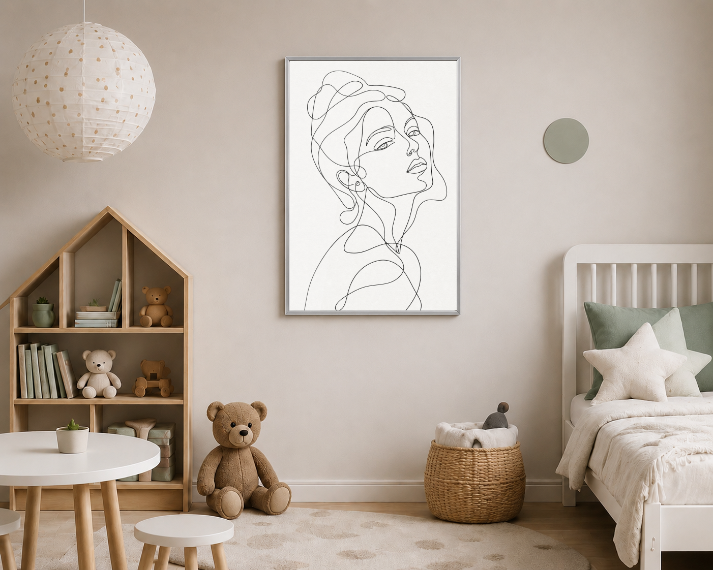 Minimal Kadın Yüzü Line Art Poster