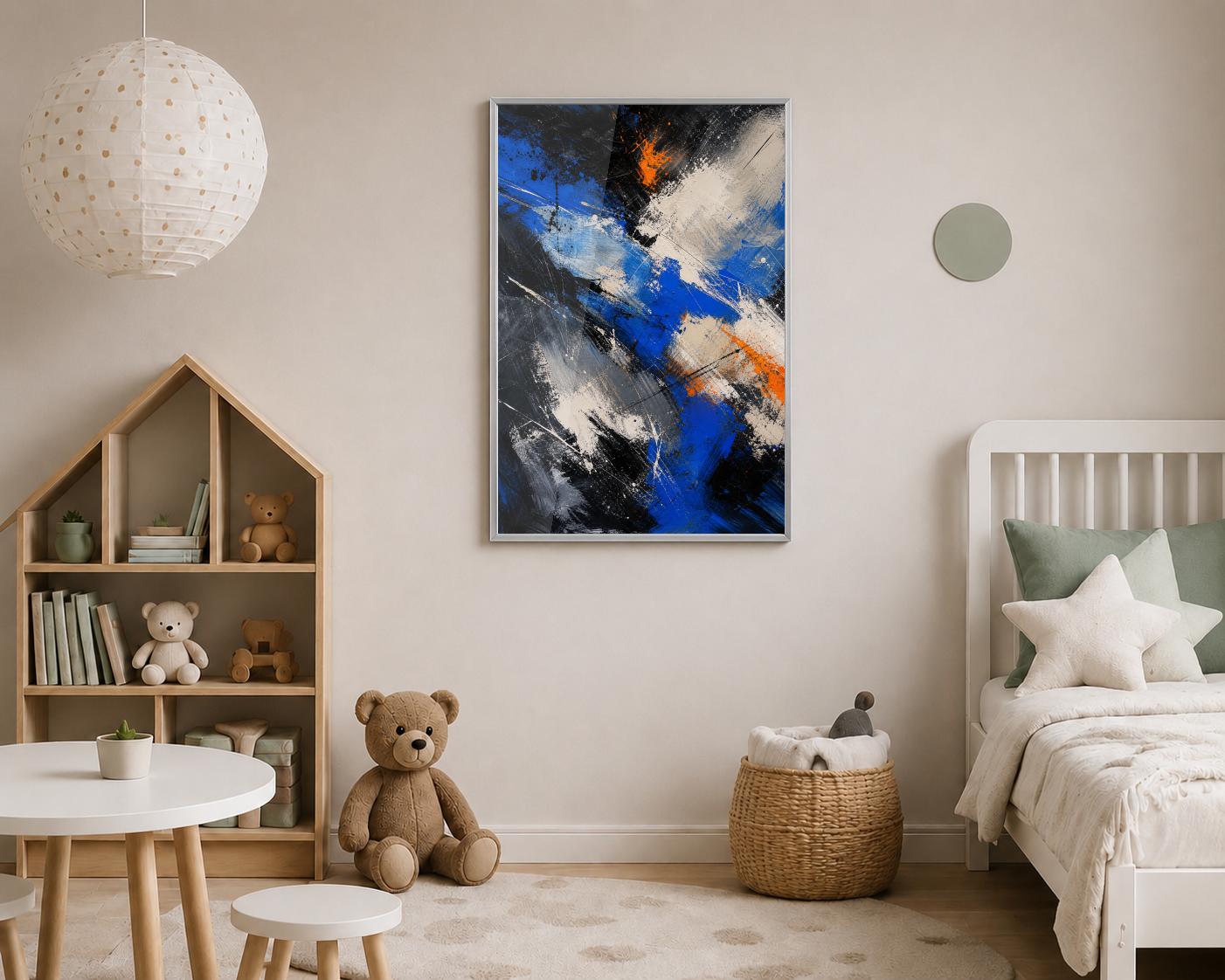 Mavi Türüncu Soyut Fırça İzleri Posteri