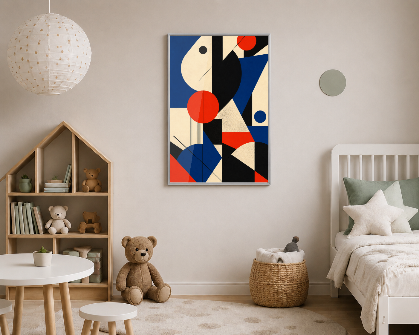 Kırmızı Mavi Geometrik Formlar Posteri