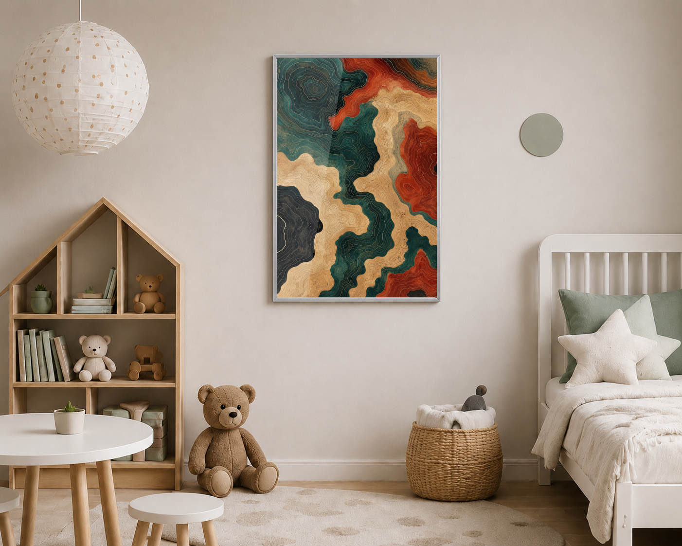 Topografik Kontur Çizgileri Soyut Posteri