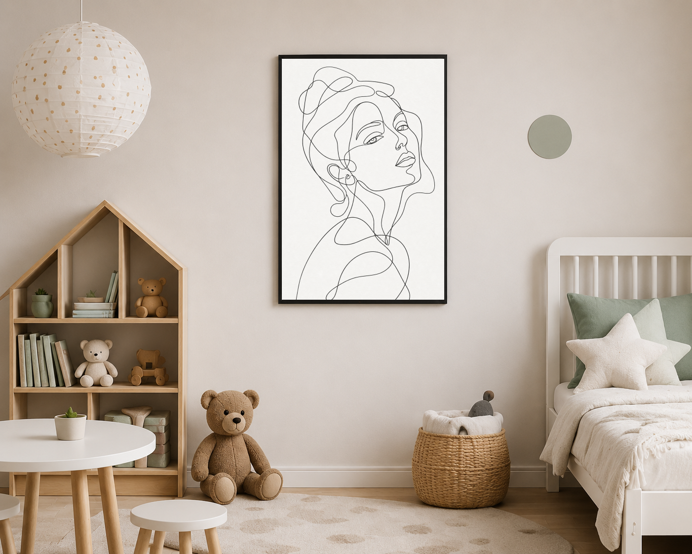 Minimal Kadın Yüzü Line Art Poster