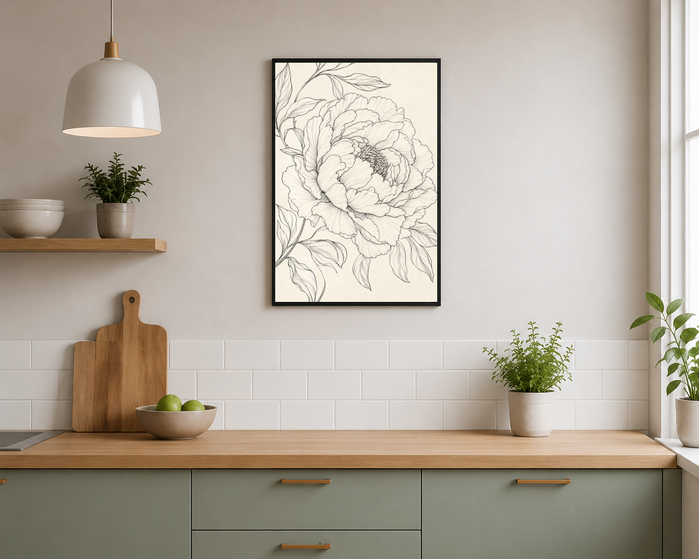 Detaylı Şakayık Çizimi Posteri