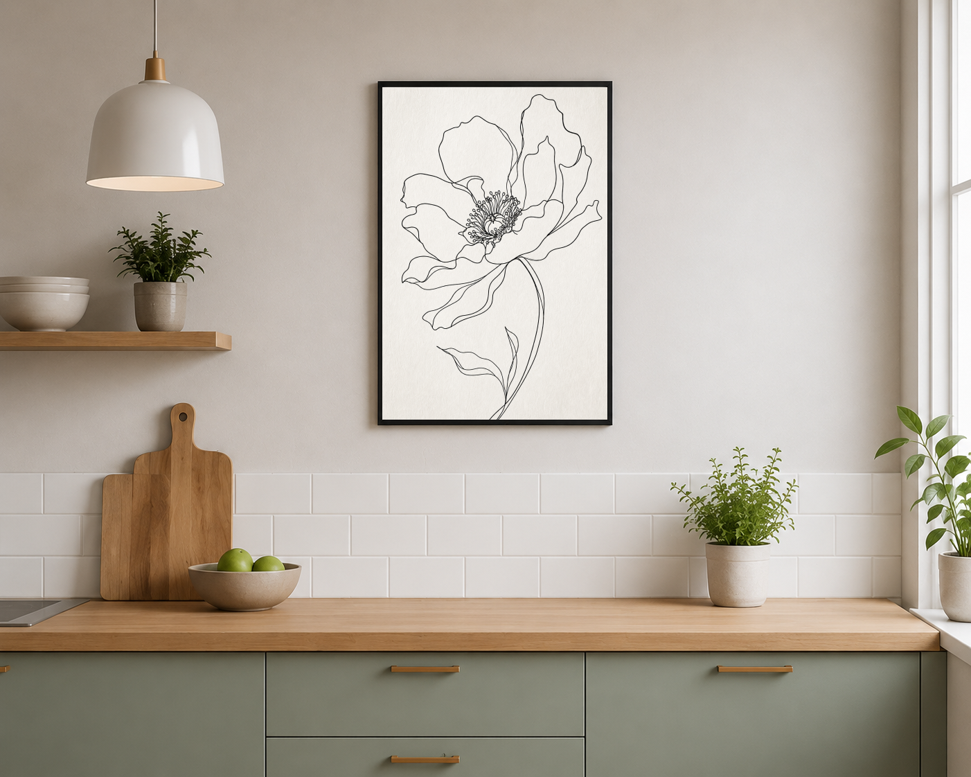 Minimal Çiçek Line Art Poster