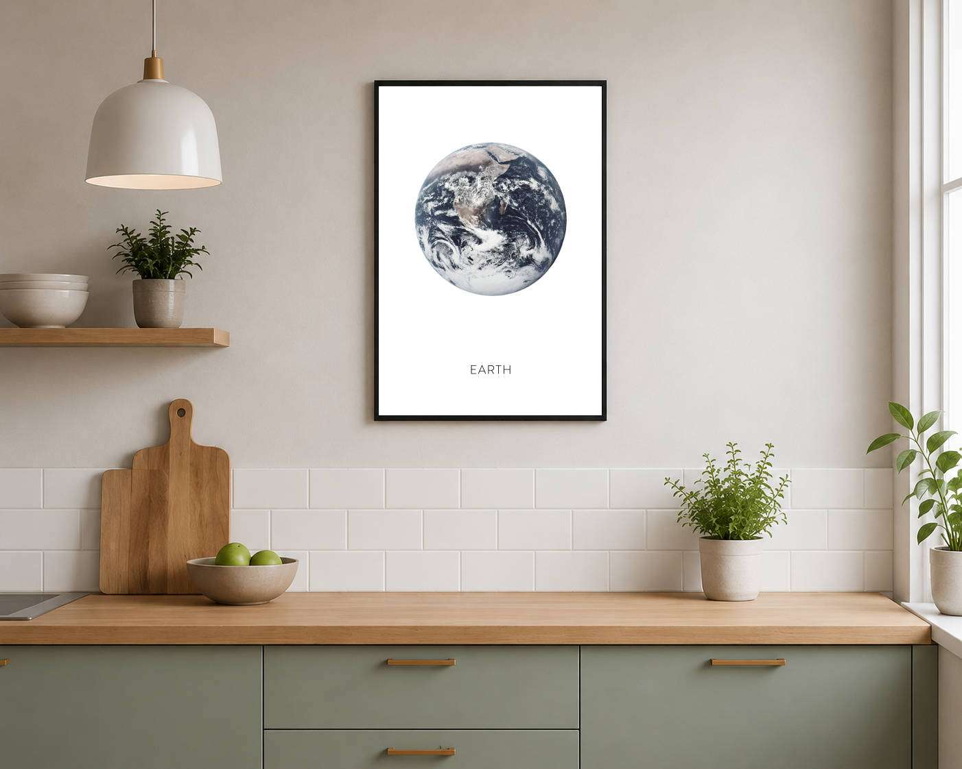 Mavi Beyaz Dünya Fotoğrafı Minimal Posteri