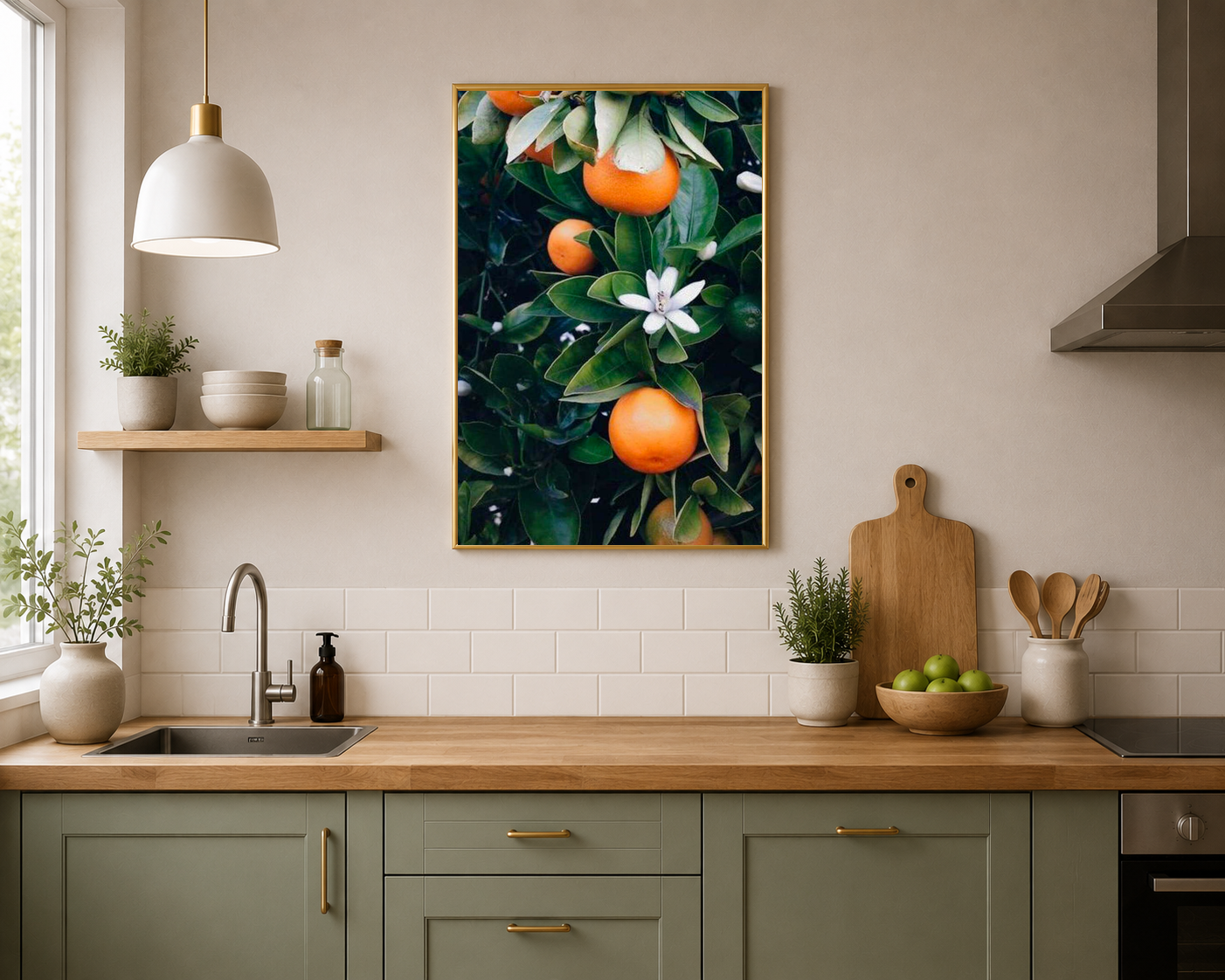 Yeşil Yapraklı Mandalina Ağacı Fotoğraf Posteri
