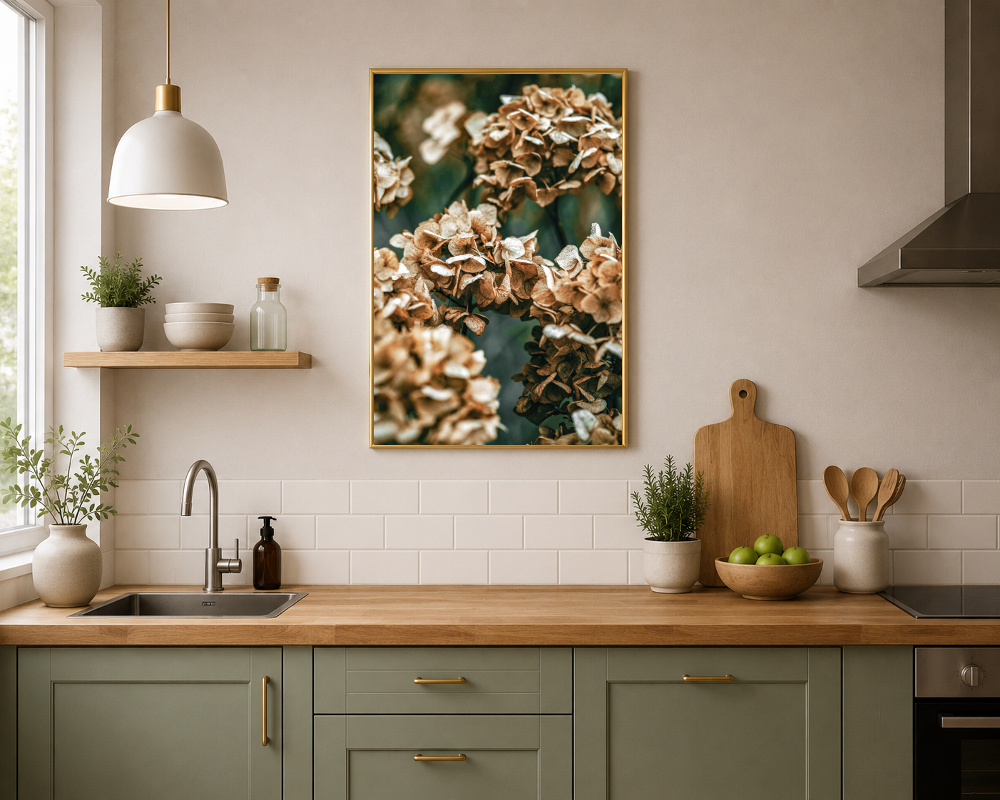Kahverengi Kurumuş Ortanca Fotoğrafı Botanik Posteri