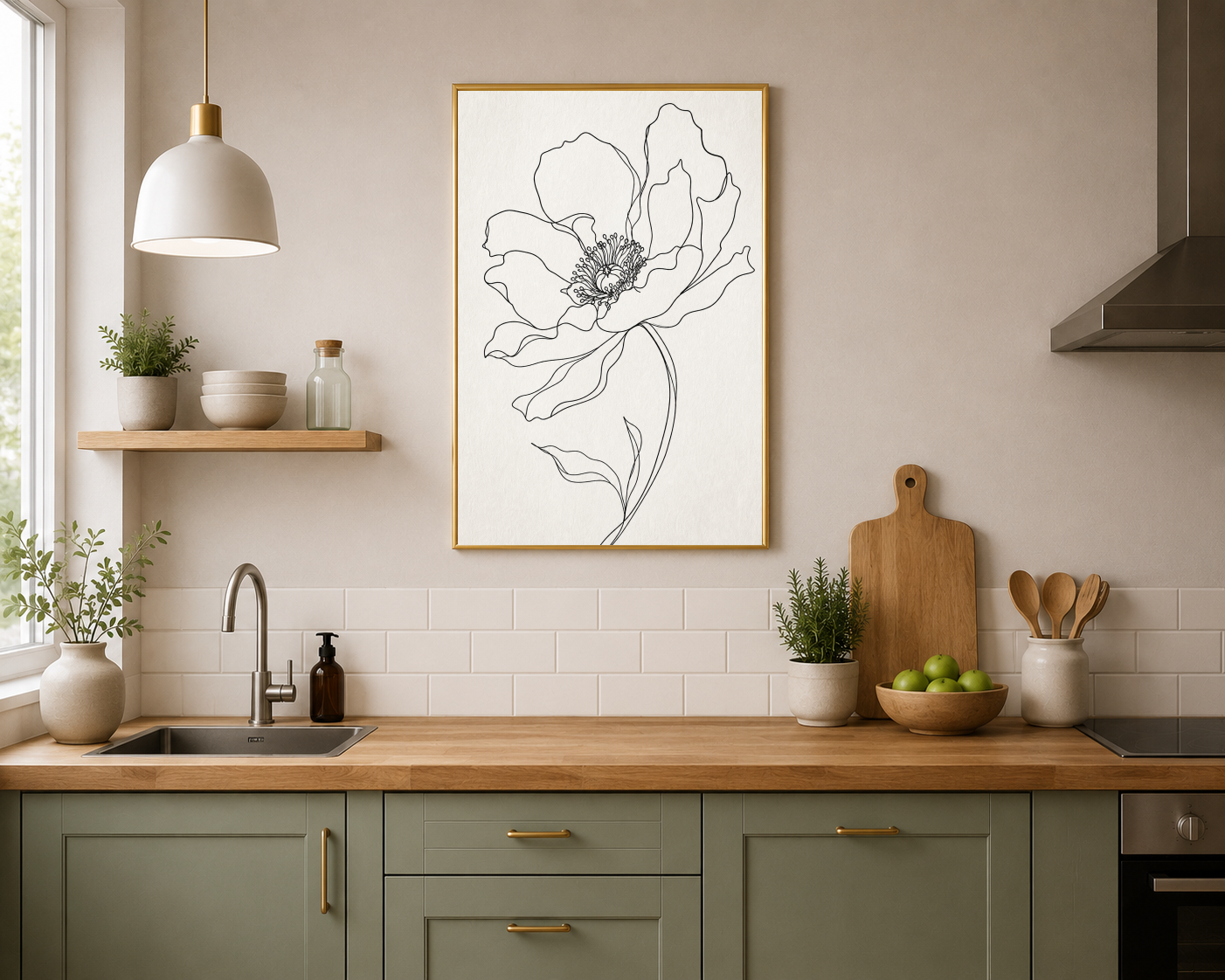 Minimal Çiçek Line Art Poster