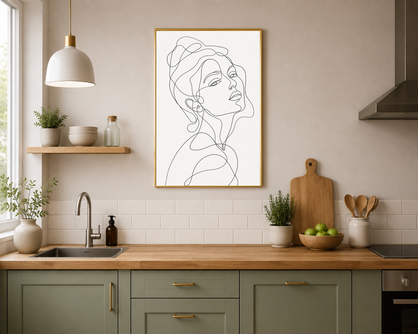 Minimal Kadın Yüzü Line Art Poster
