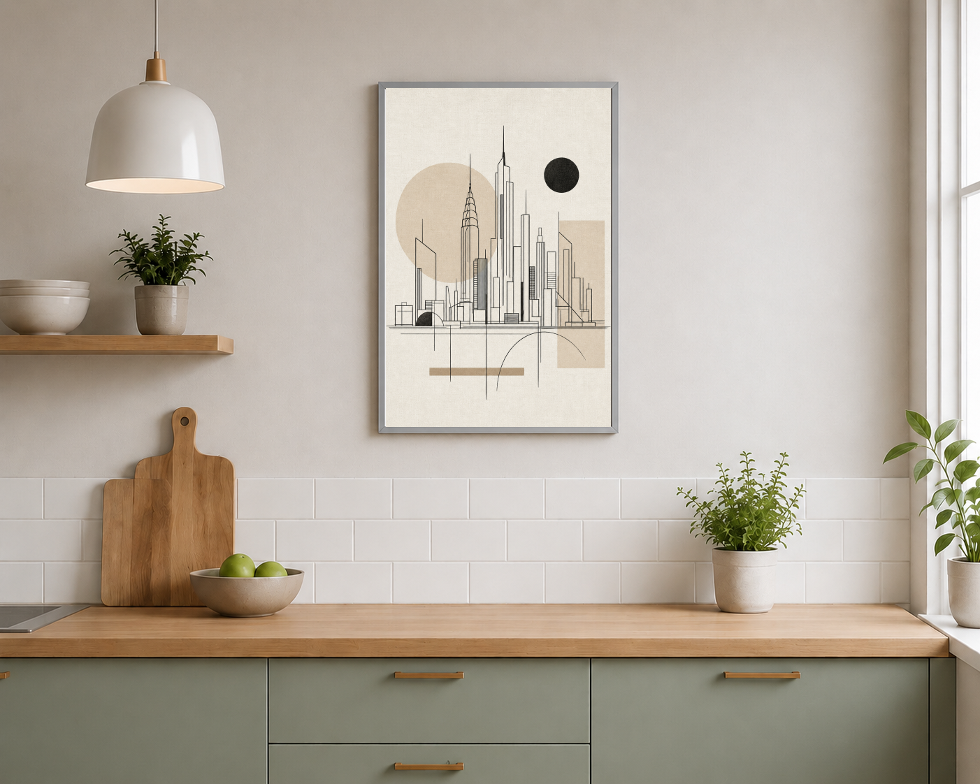 Minimal Geometrik Şehir Silüeti Posteri