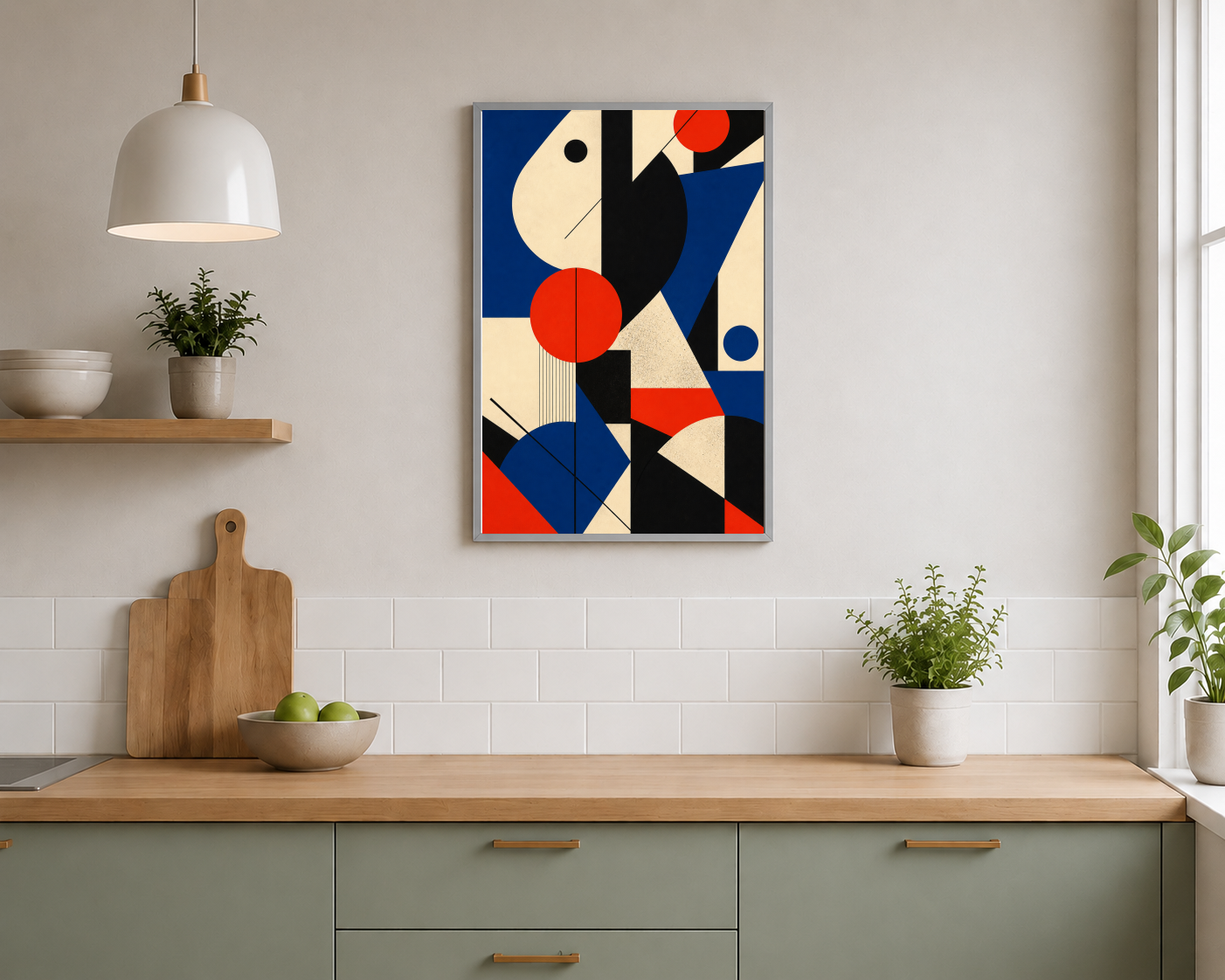Kırmızı Mavi Geometrik Formlar Posteri