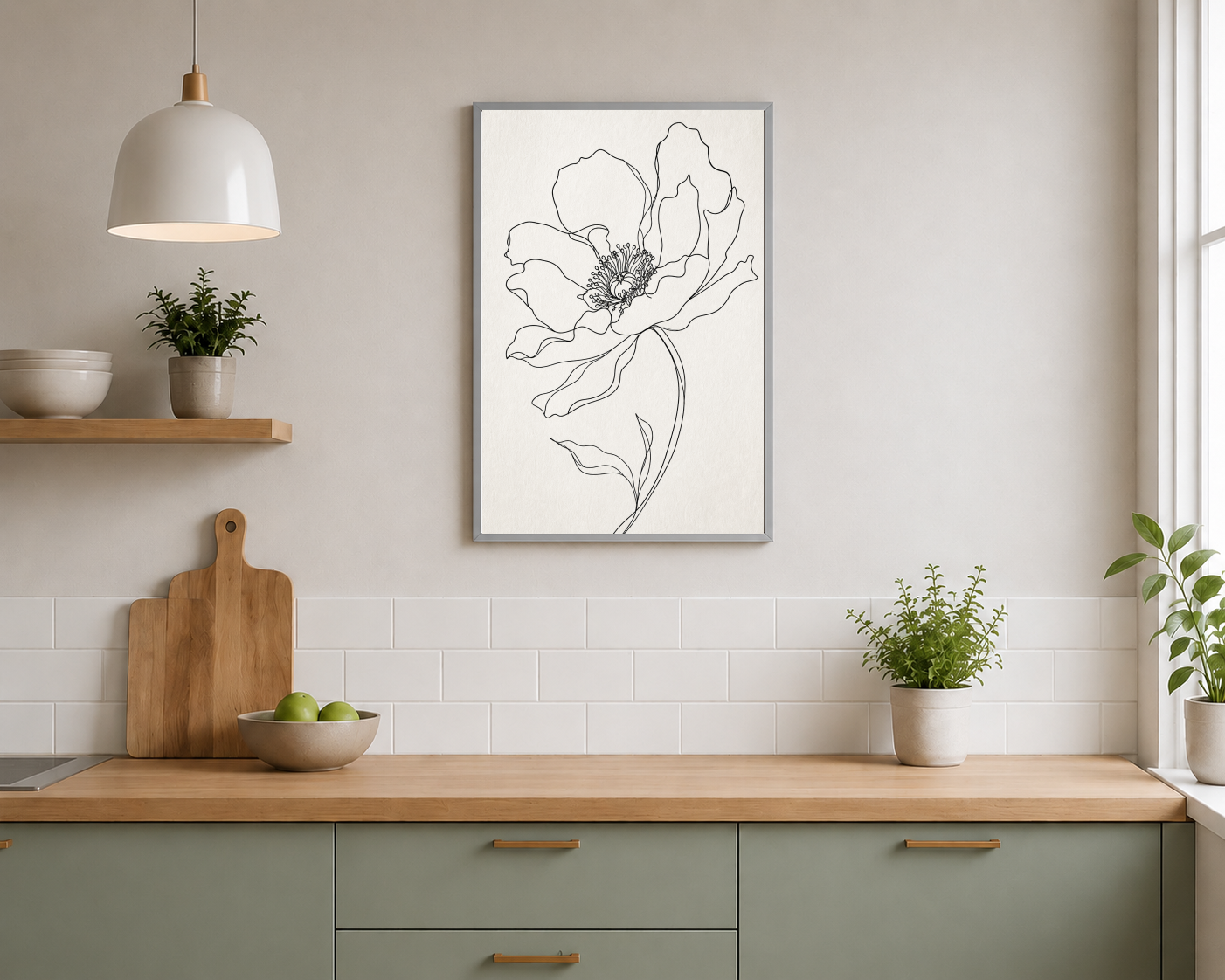 Minimal Çiçek Line Art Poster