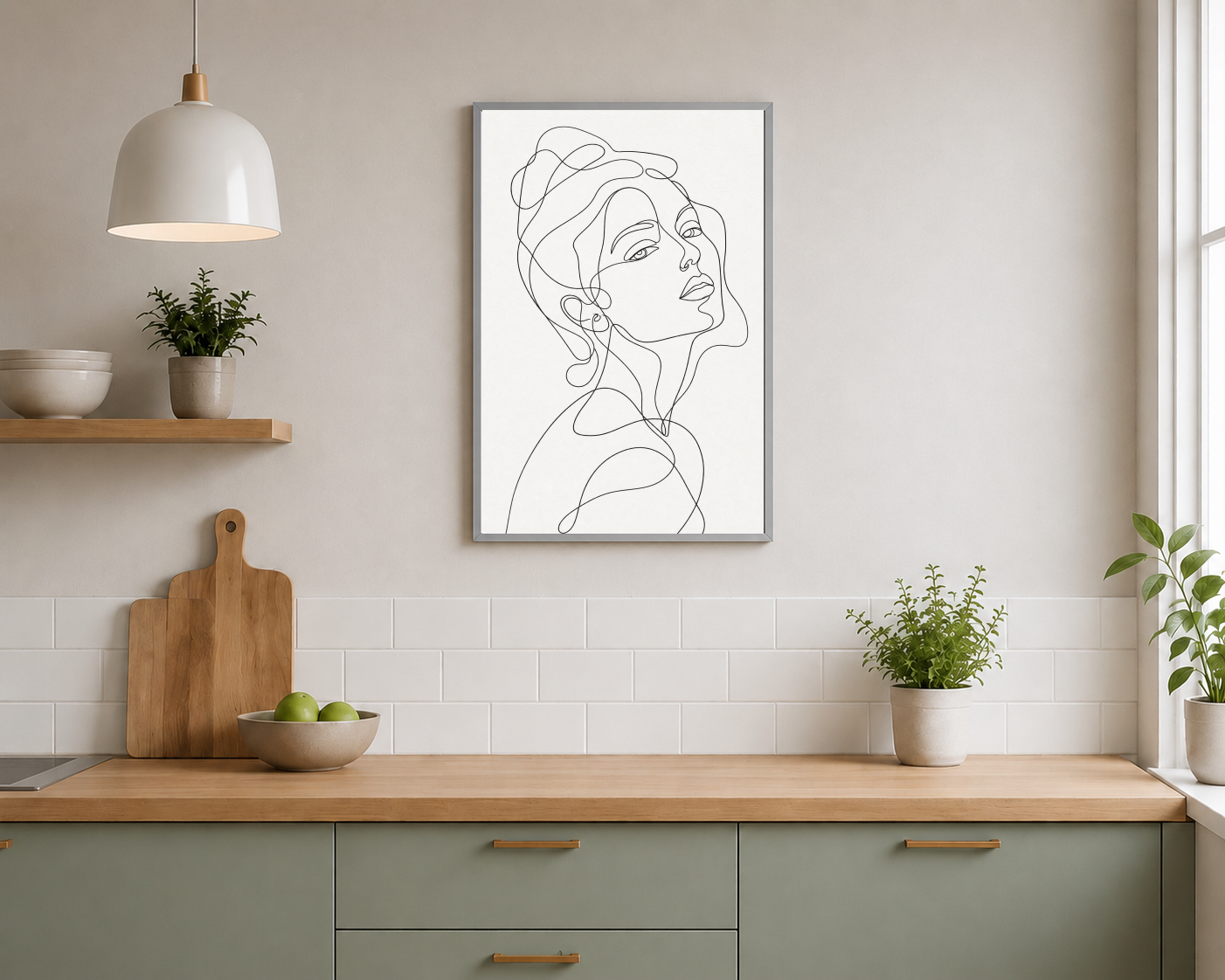 Minimal Kadın Yüzü Line Art Poster