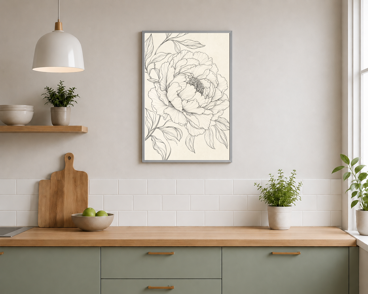 Detaylı Şakayık Çizimi Posteri