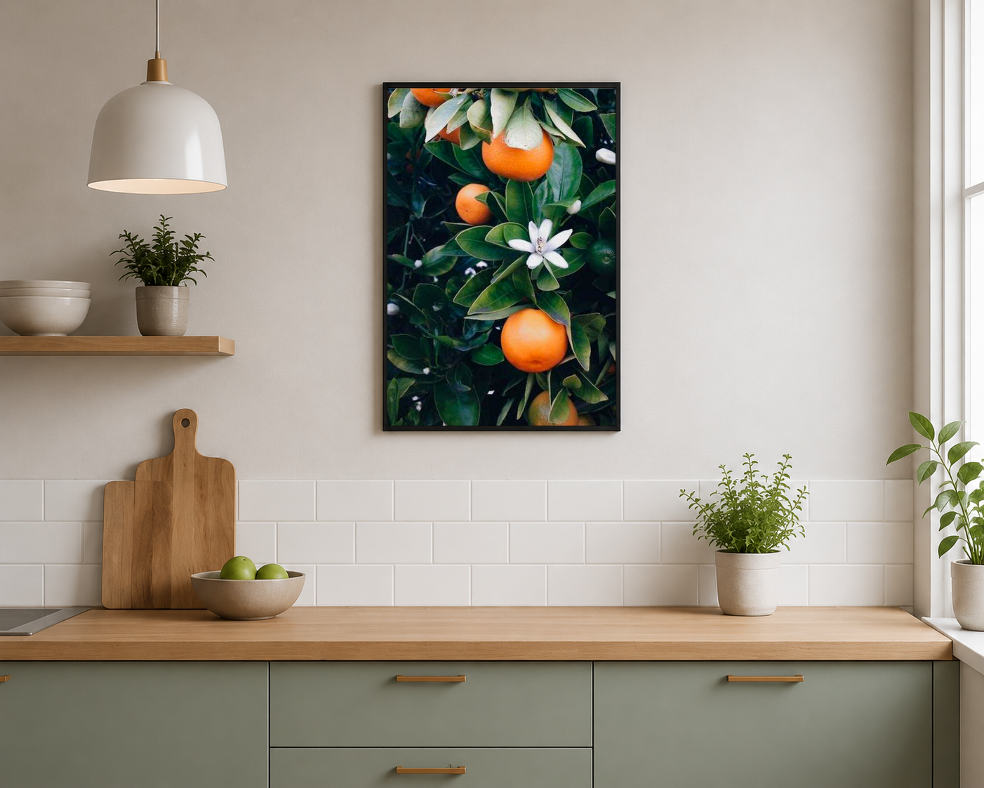 Yeşil Yapraklı Mandalina Ağacı Fotoğraf Posteri