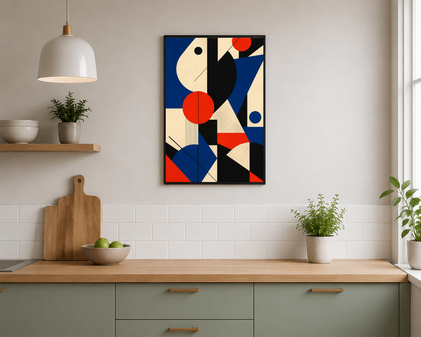 Kırmızı Mavi Geometrik Formlar Posteri