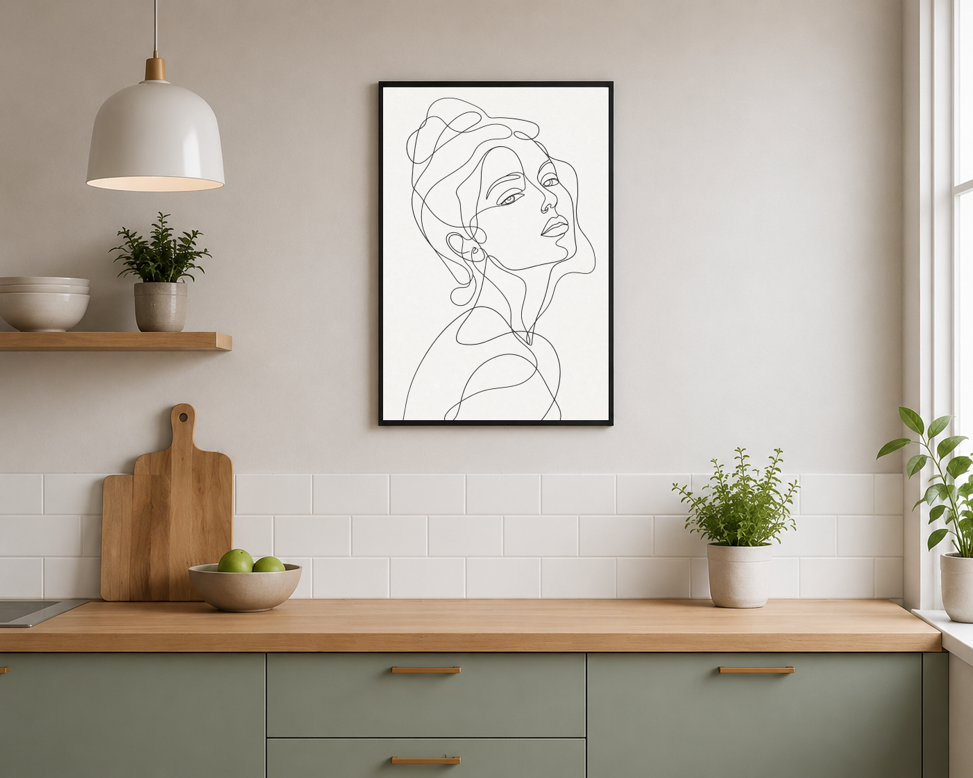 Minimal Kadın Yüzü Line Art Poster
