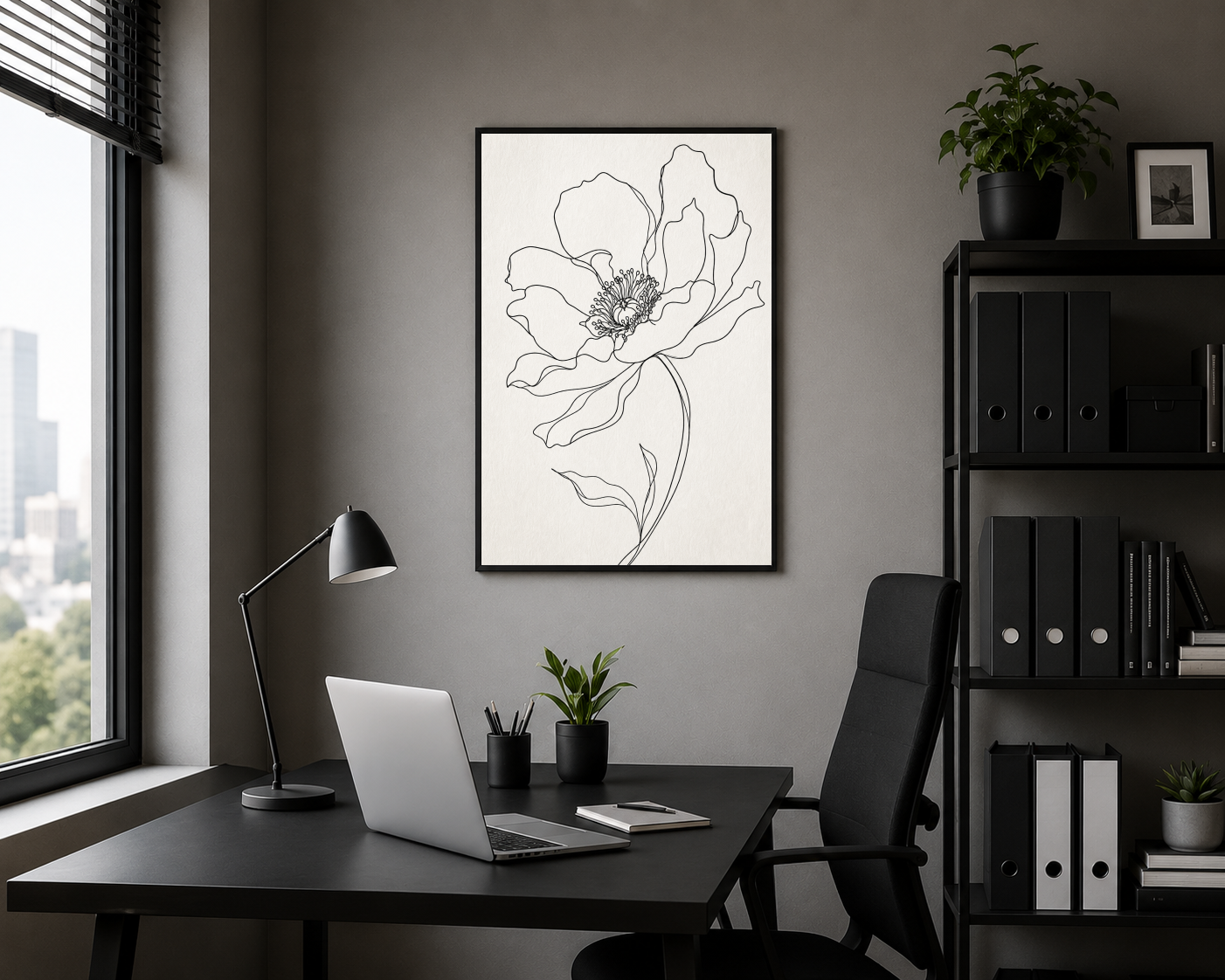 Minimal Çiçek Line Art Poster