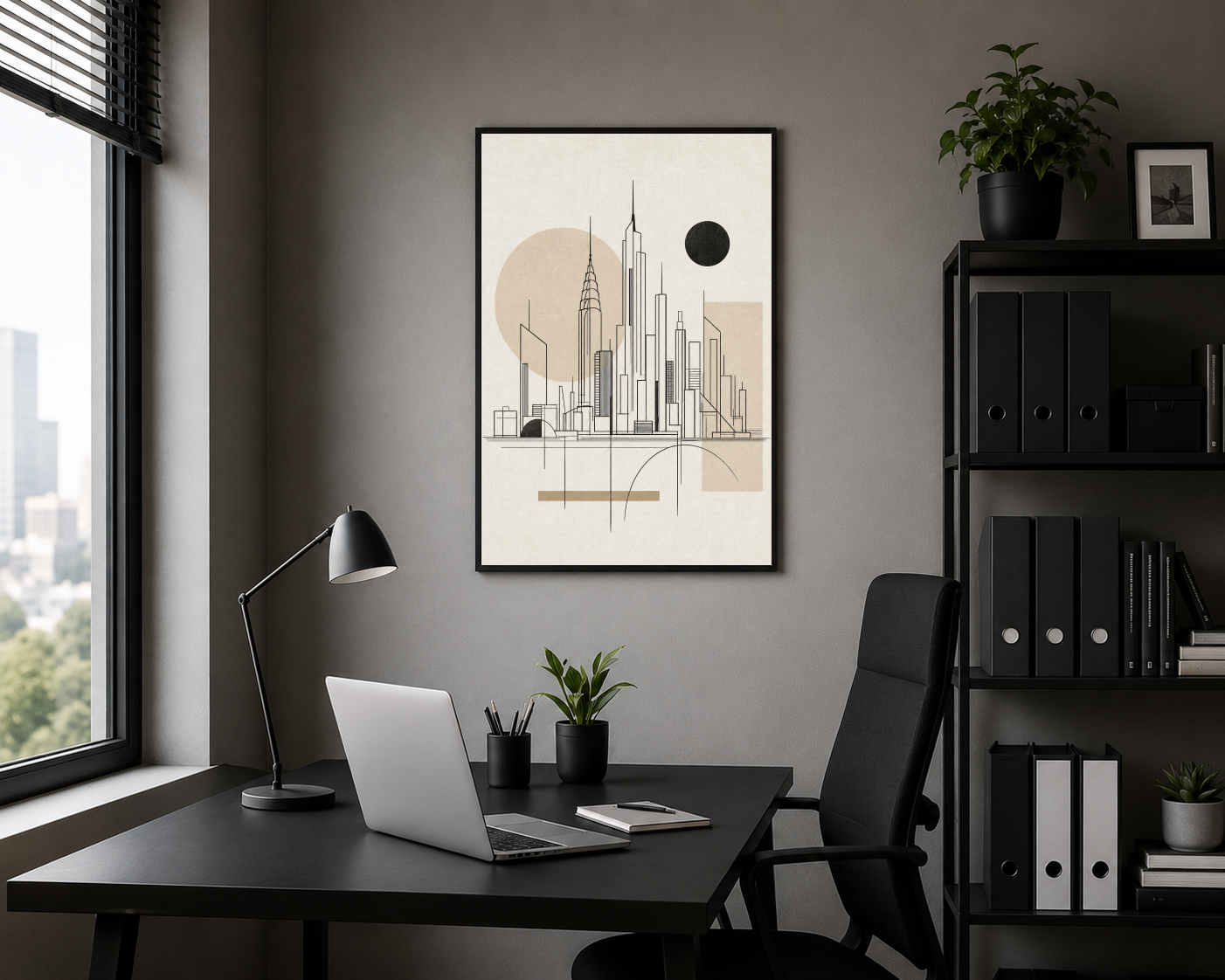 Minimal Geometrik Şehir Silüeti Posteri