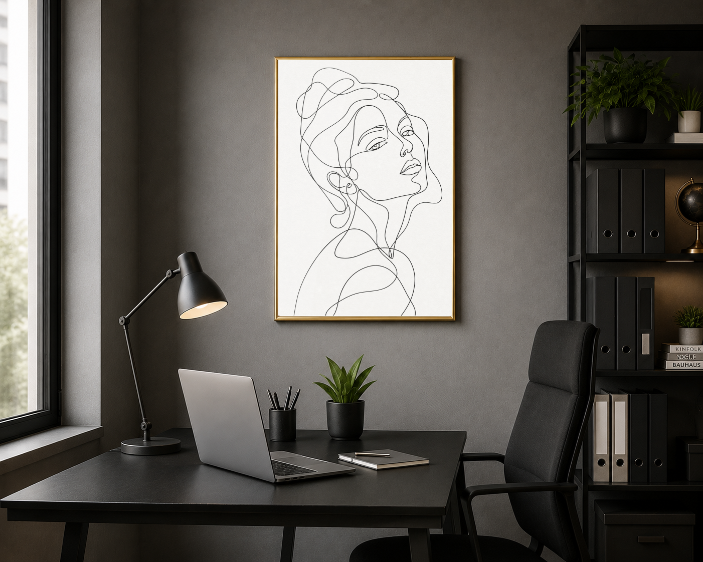 Minimal Kadın Yüzü Line Art Poster