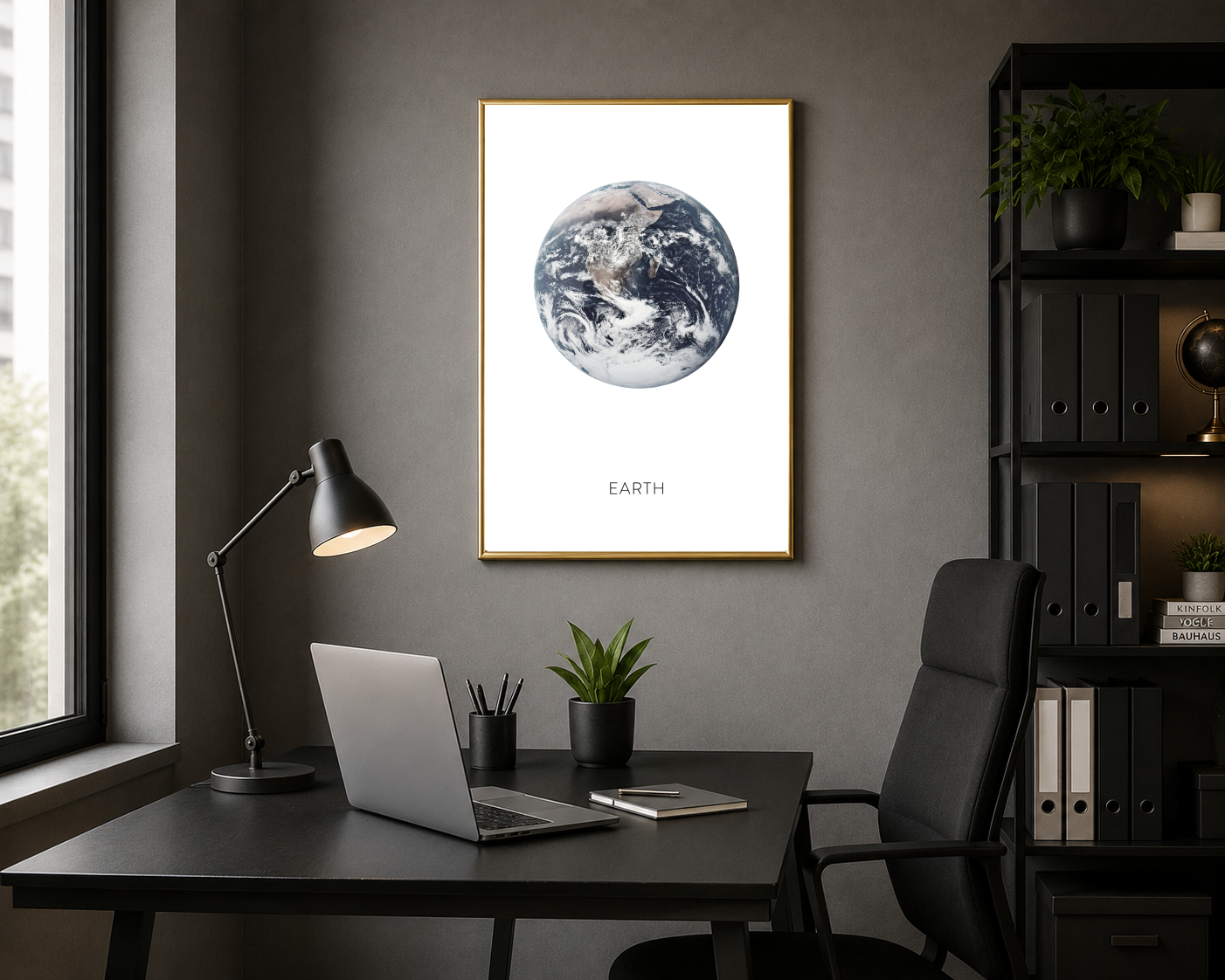 Mavi Beyaz Dünya Fotoğrafı Minimal Posteri