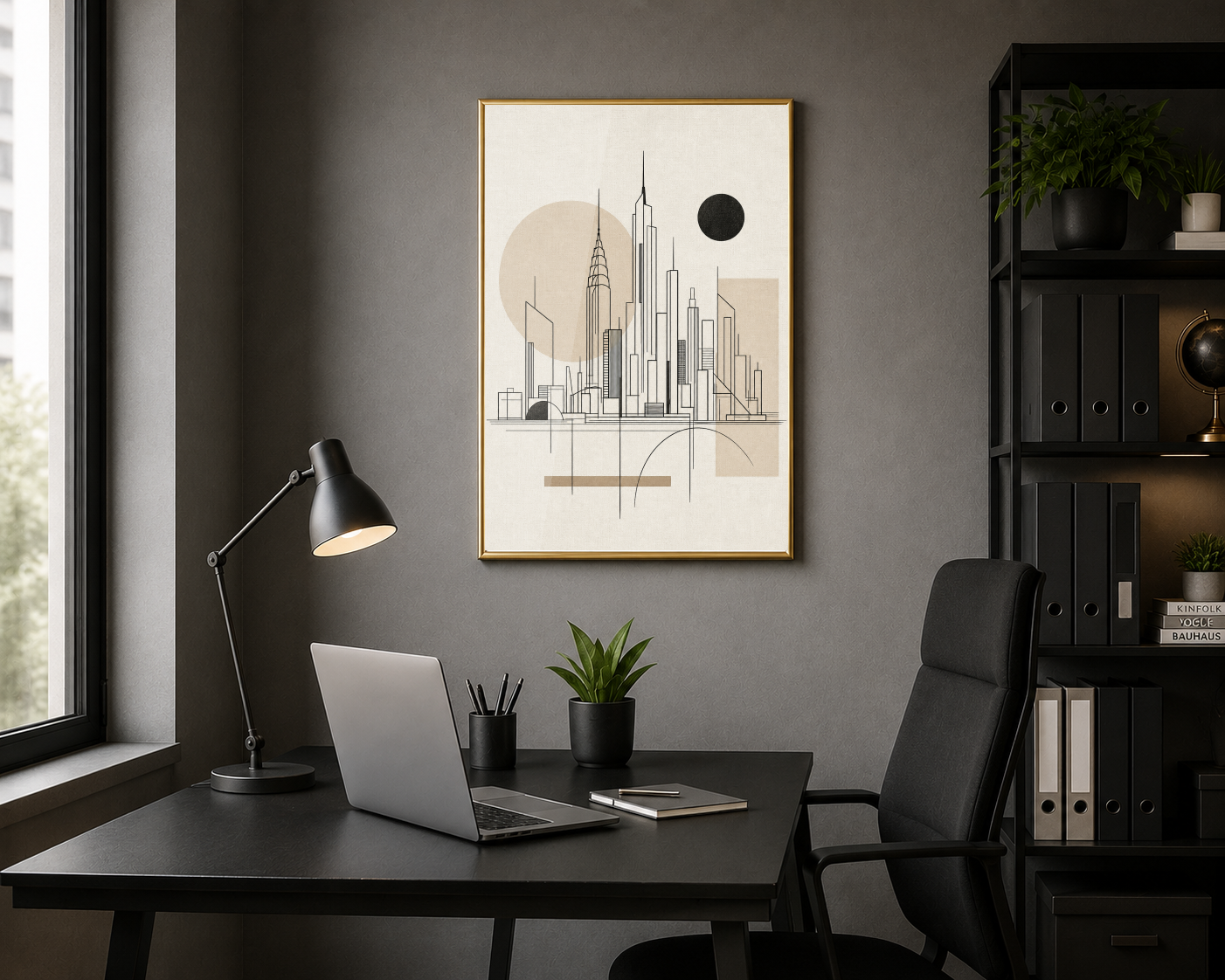 Minimal Geometrik Şehir Silüeti Posteri