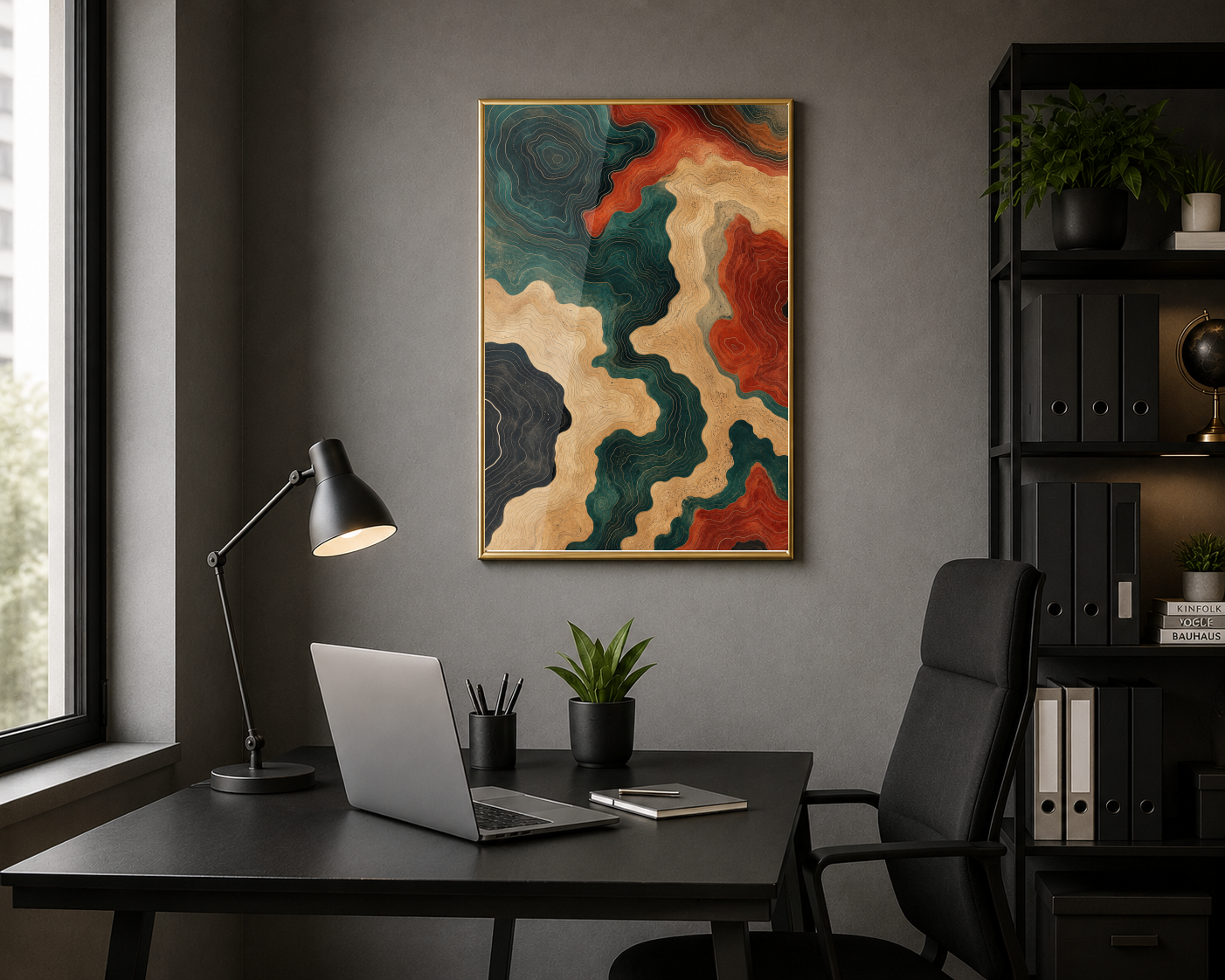 Topografik Kontur Çizgileri Soyut Posteri