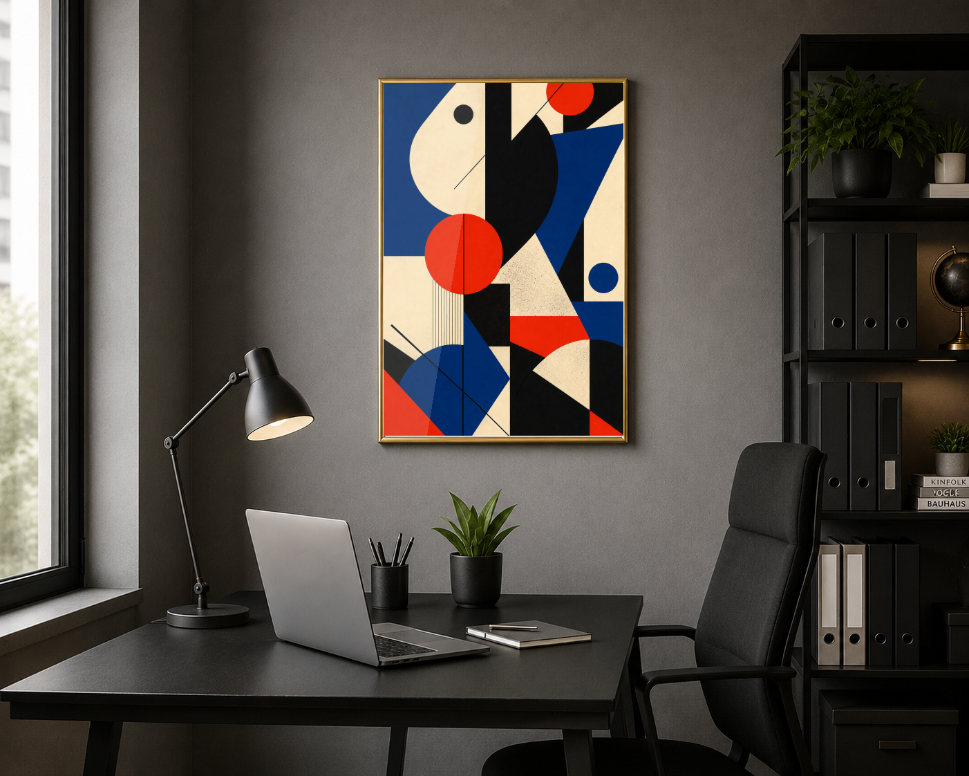 Kırmızı Mavi Geometrik Formlar Posteri