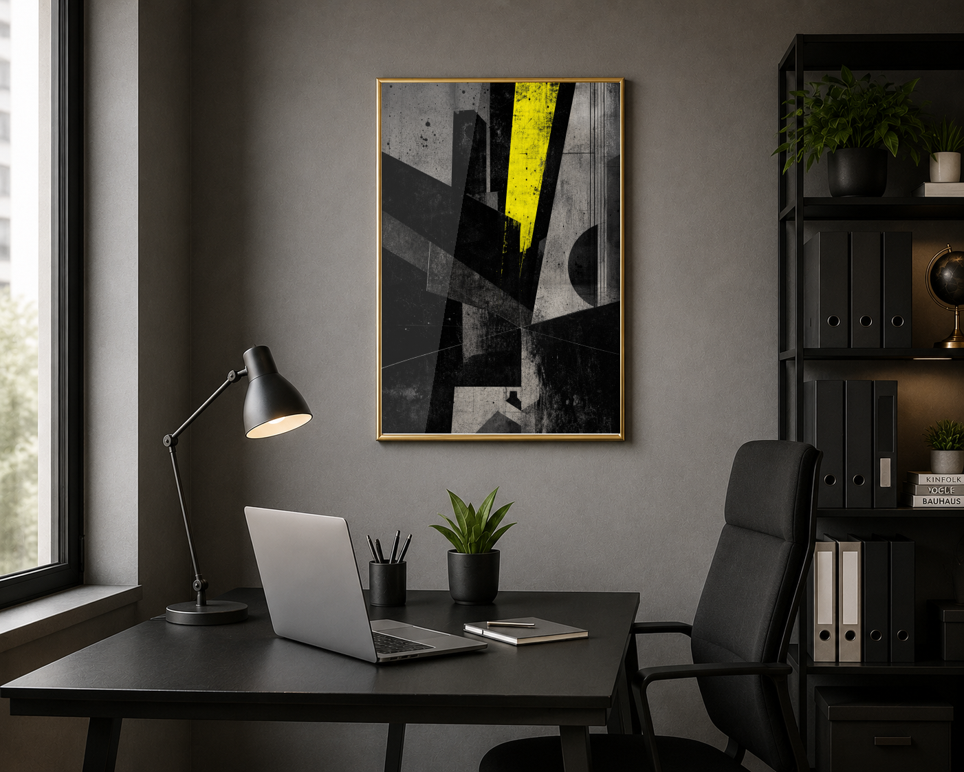Sarı Siyah Geometrik Dokular Posteri