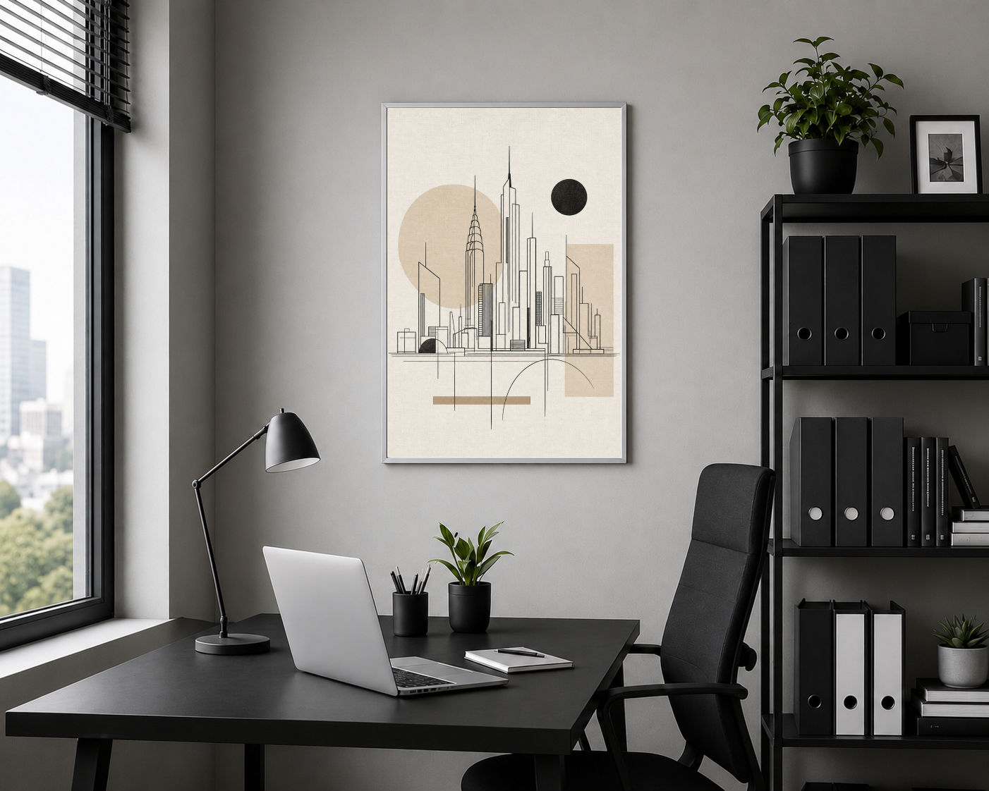 Minimal Geometrik Şehir Silüeti Posteri