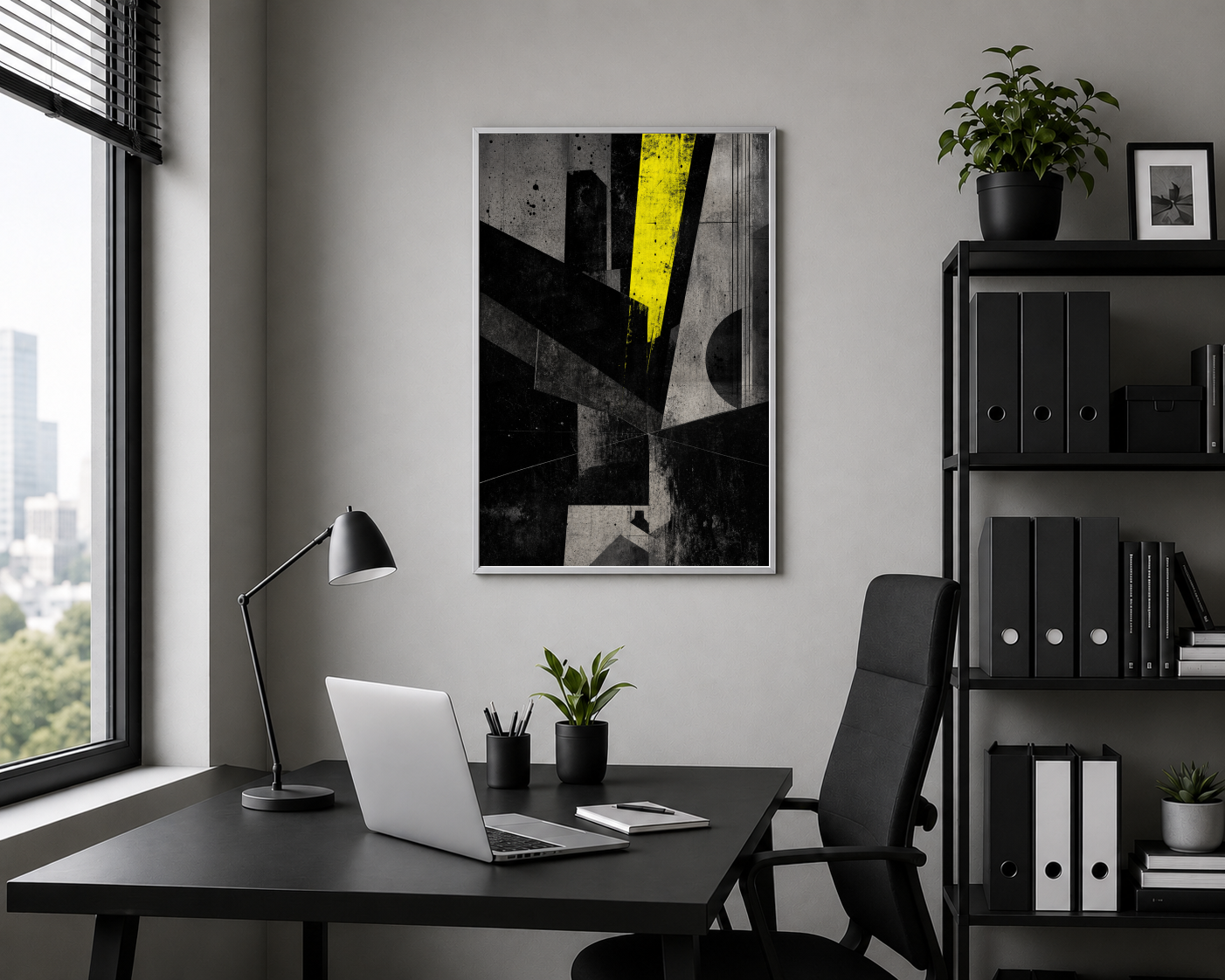 Sarı Siyah Geometrik Dokular Posteri