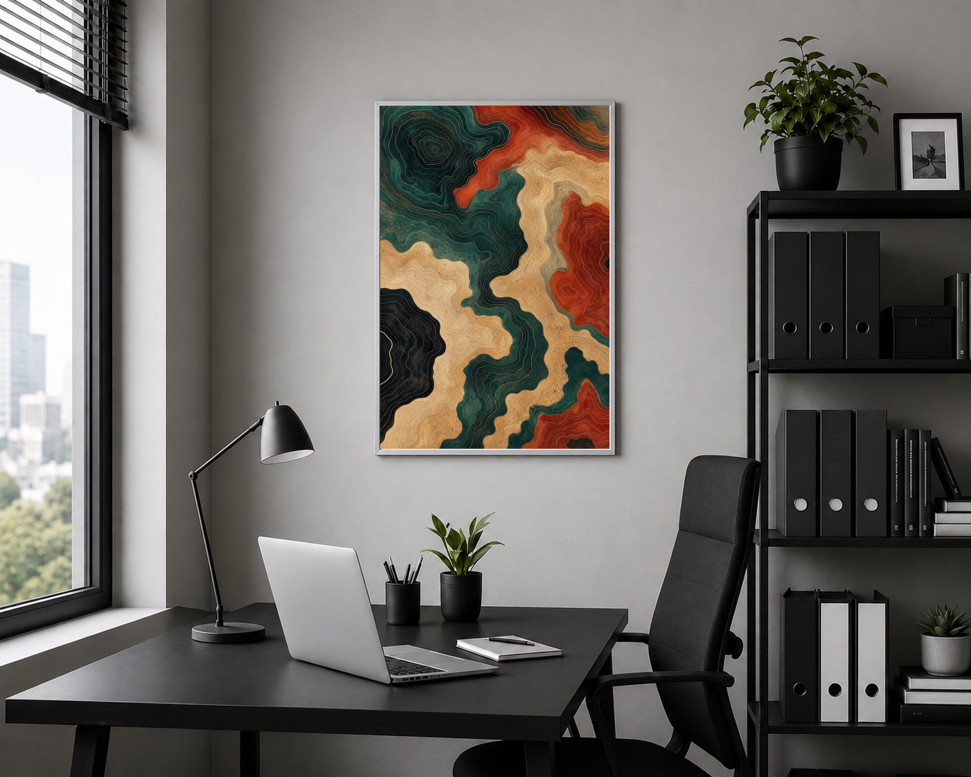 Topografik Kontur Çizgileri Soyut Posteri
