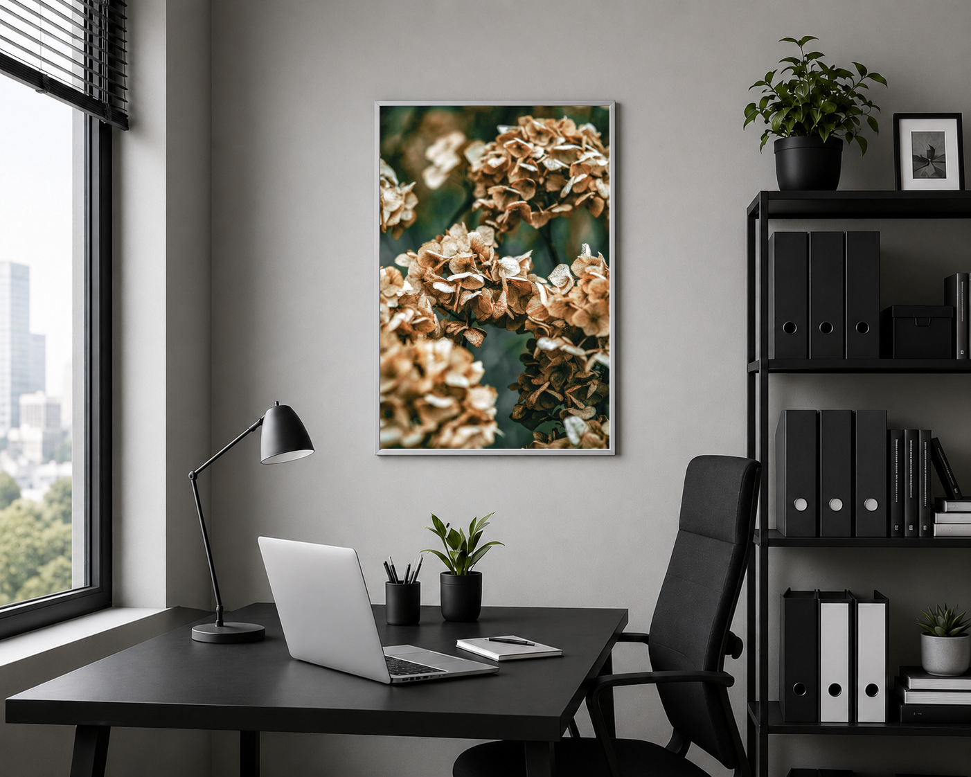 Kahverengi Kurumuş Ortanca Fotoğrafı Botanik Posteri