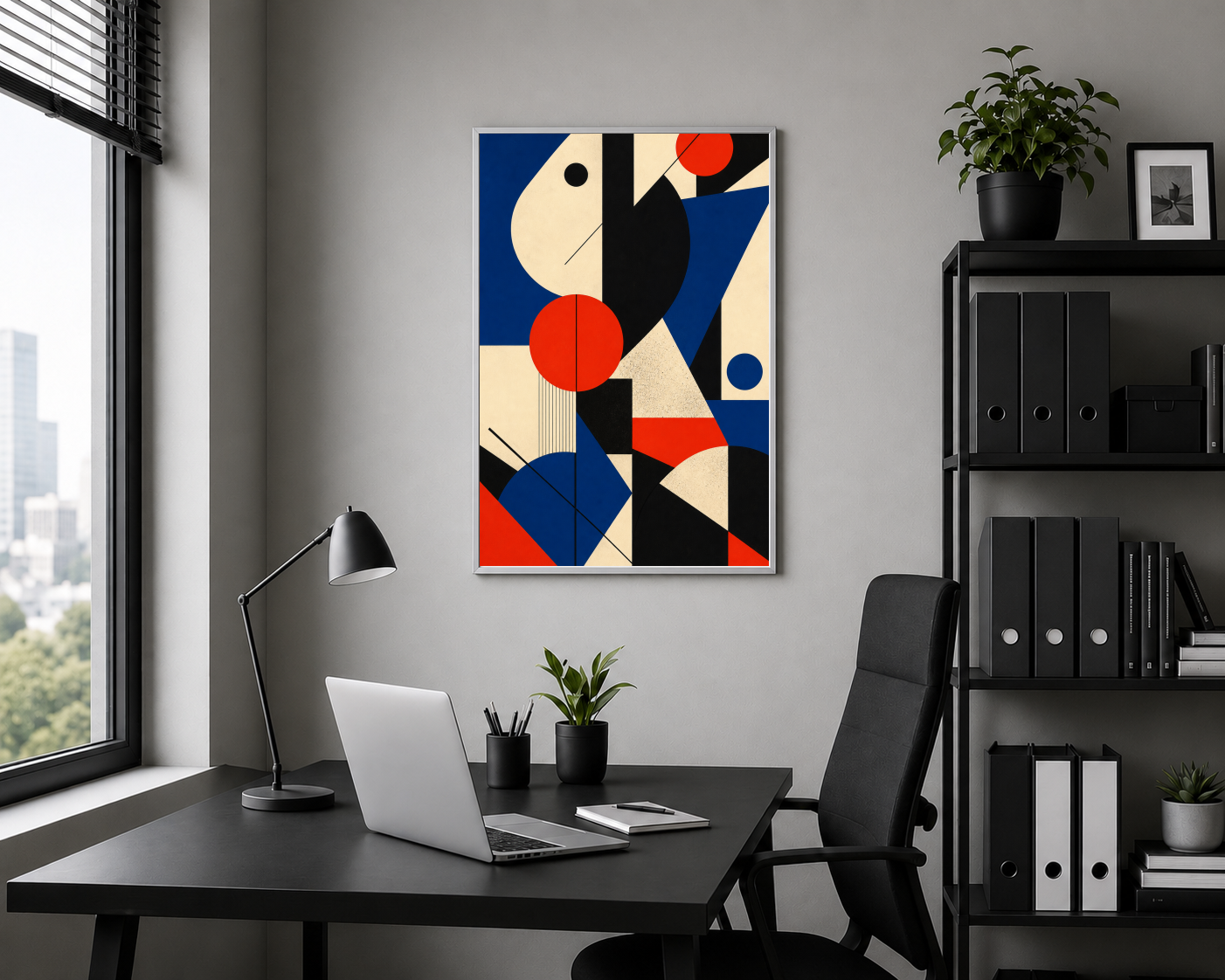 Kırmızı Mavi Geometrik Formlar Posteri