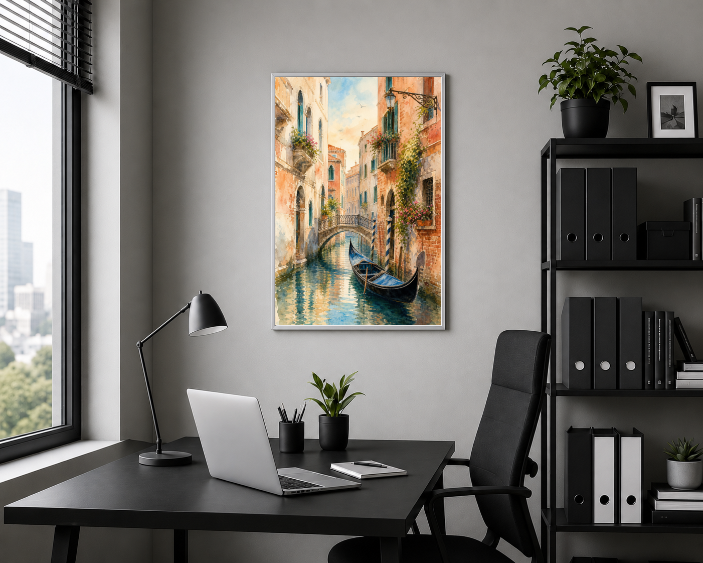 Gondollu Suluboya Kanal Sokağı Posteri