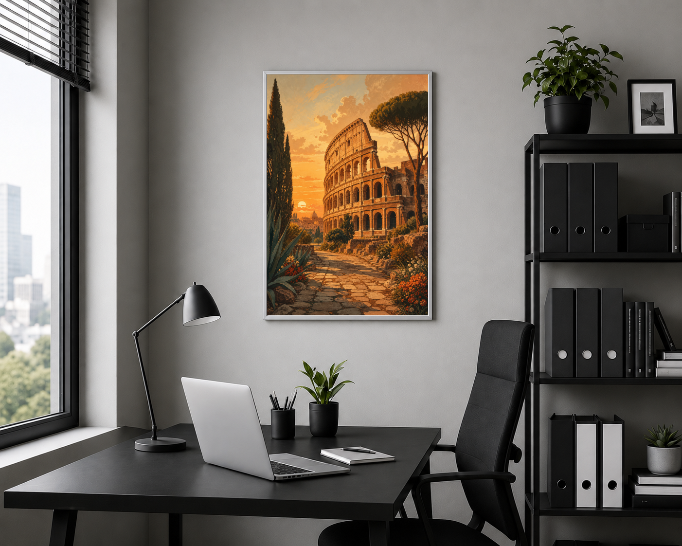 Gün Batımında Antik Kemerler Posteri