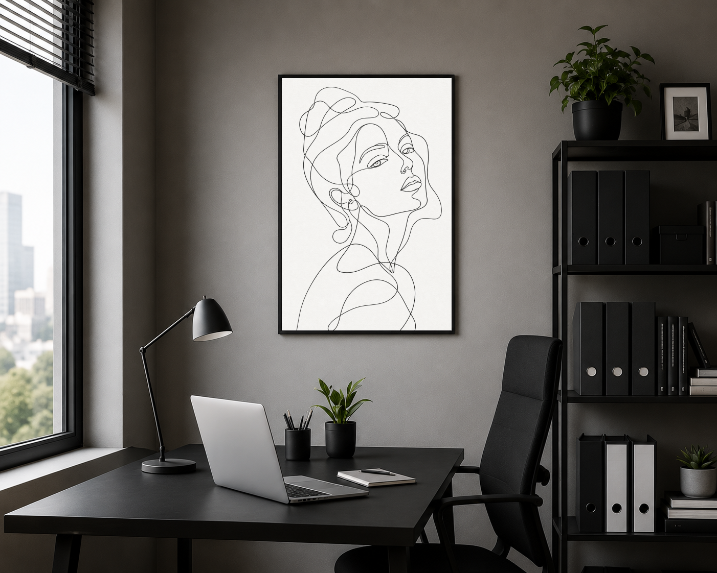 Minimal Kadın Yüzü Line Art Poster