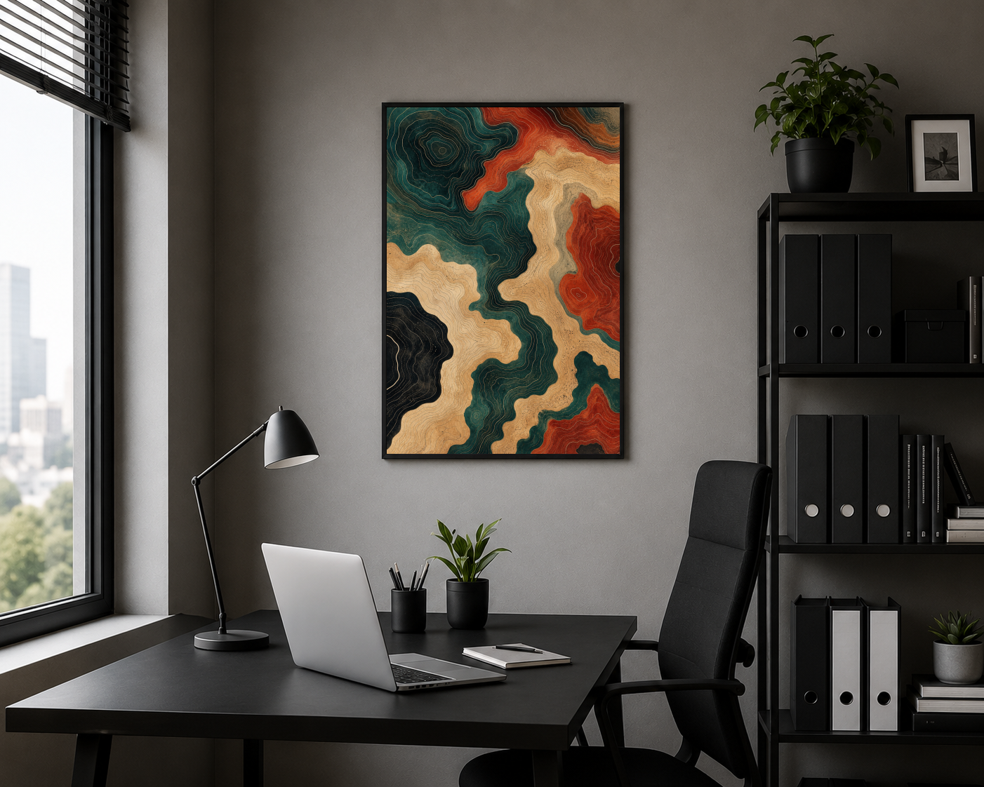 Topografik Kontur Çizgileri Soyut Posteri