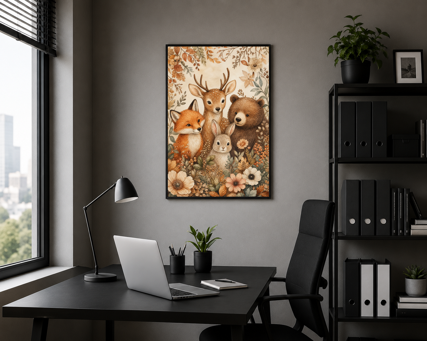 Çiçekler Arasında Sevimli Orman Hayvanları Posteri