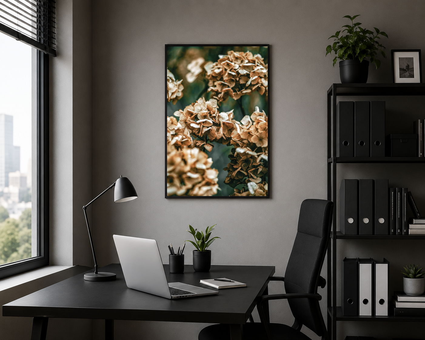 Kahverengi Kurumuş Ortanca Fotoğrafı Botanik Posteri