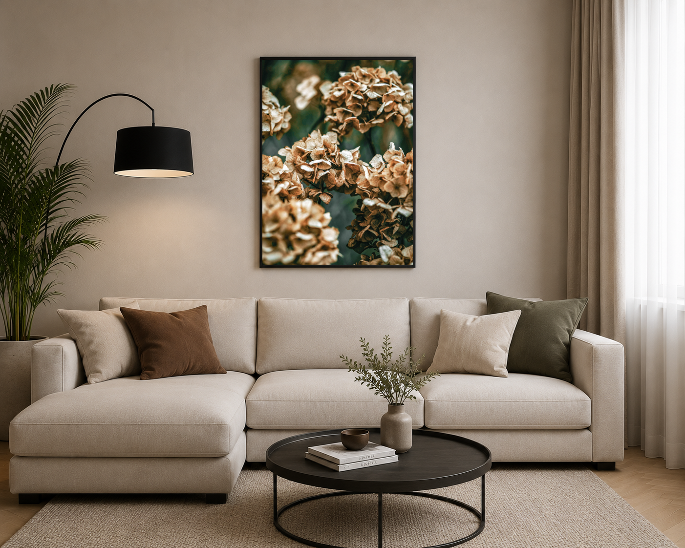 Kahverengi Kurumuş Ortanca Fotoğrafı Botanik Posteri