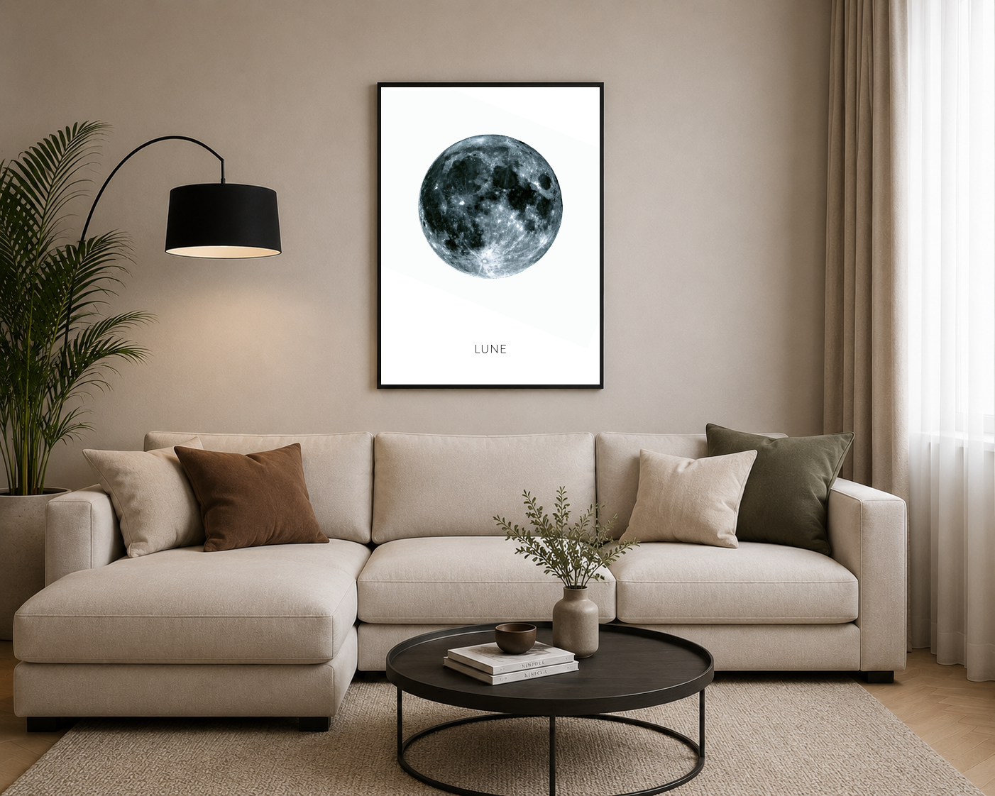 Gri Dolunay Yüzeyi Fotoğraf Posteri