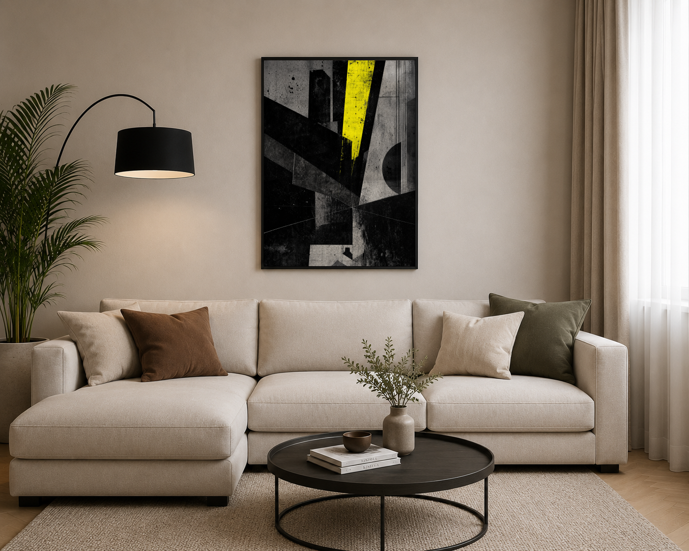 Sarı Siyah Geometrik Dokular Posteri