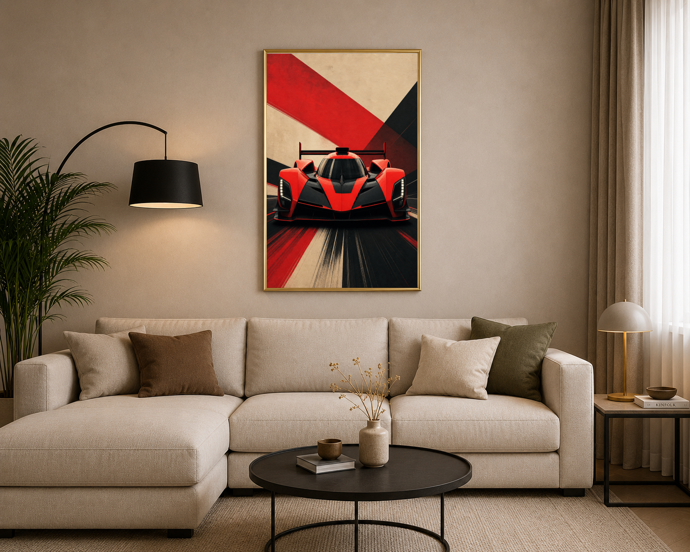 Kırmızı Yarış Otomobili Ön Görünüm Posteri