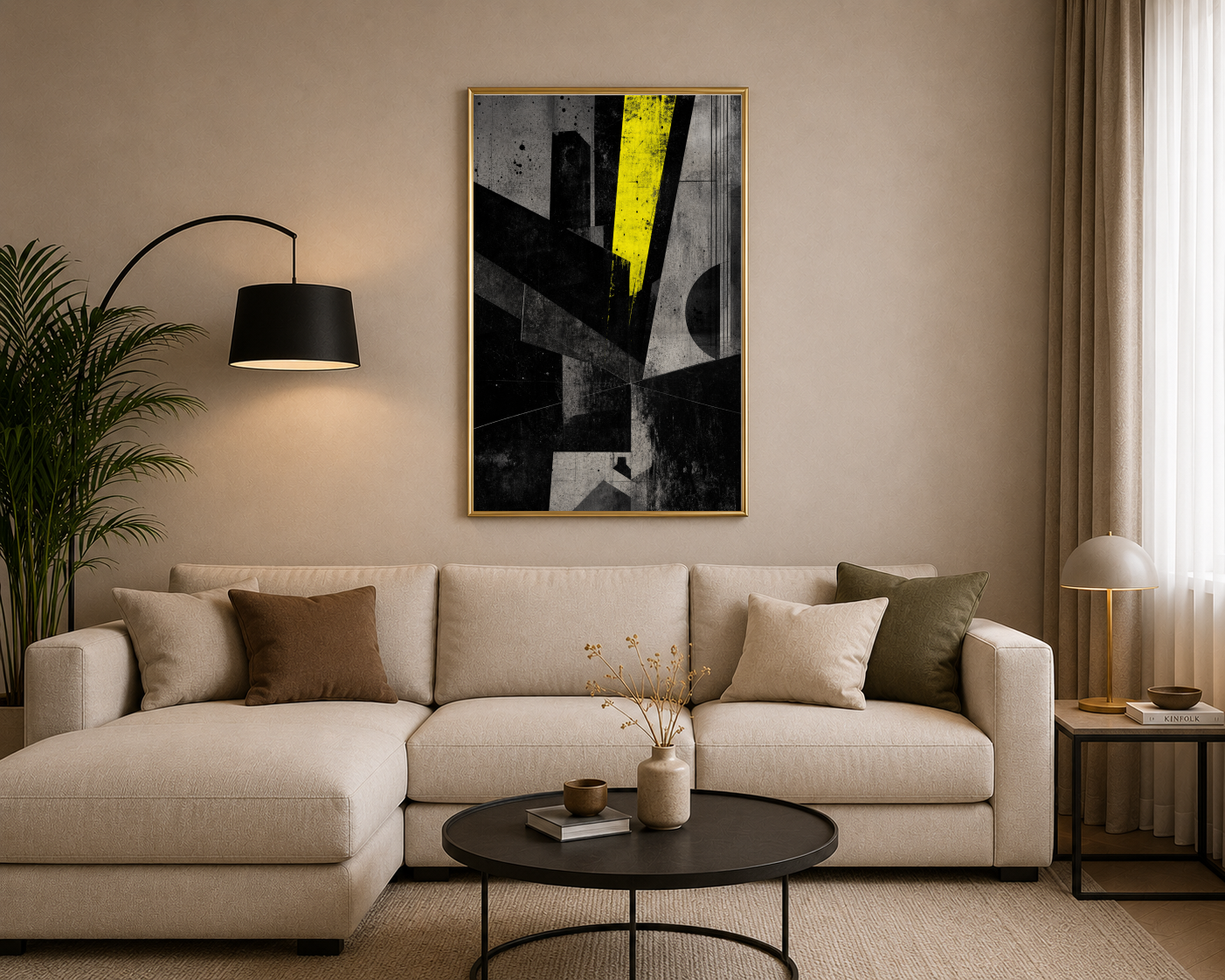 Sarı Siyah Geometrik Dokular Posteri